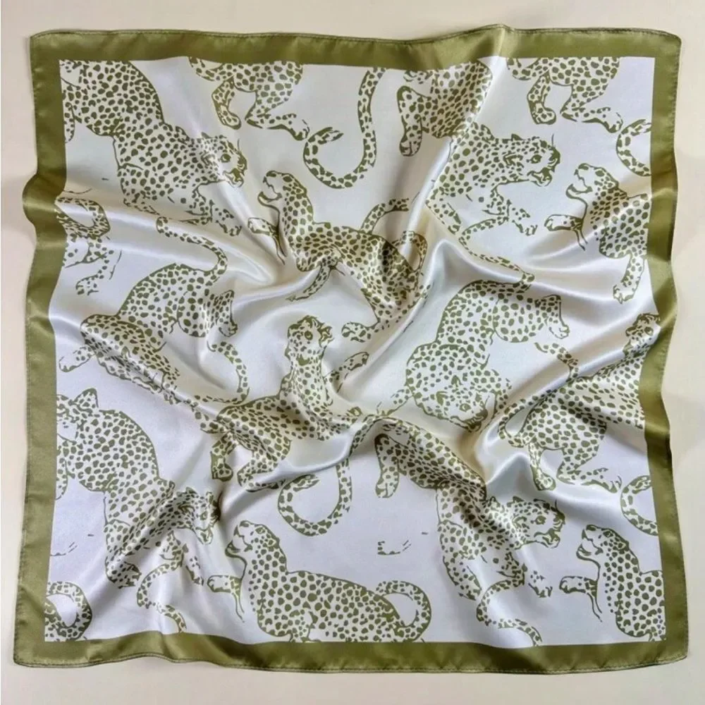 Leopard Print Scarf in Olive N1415